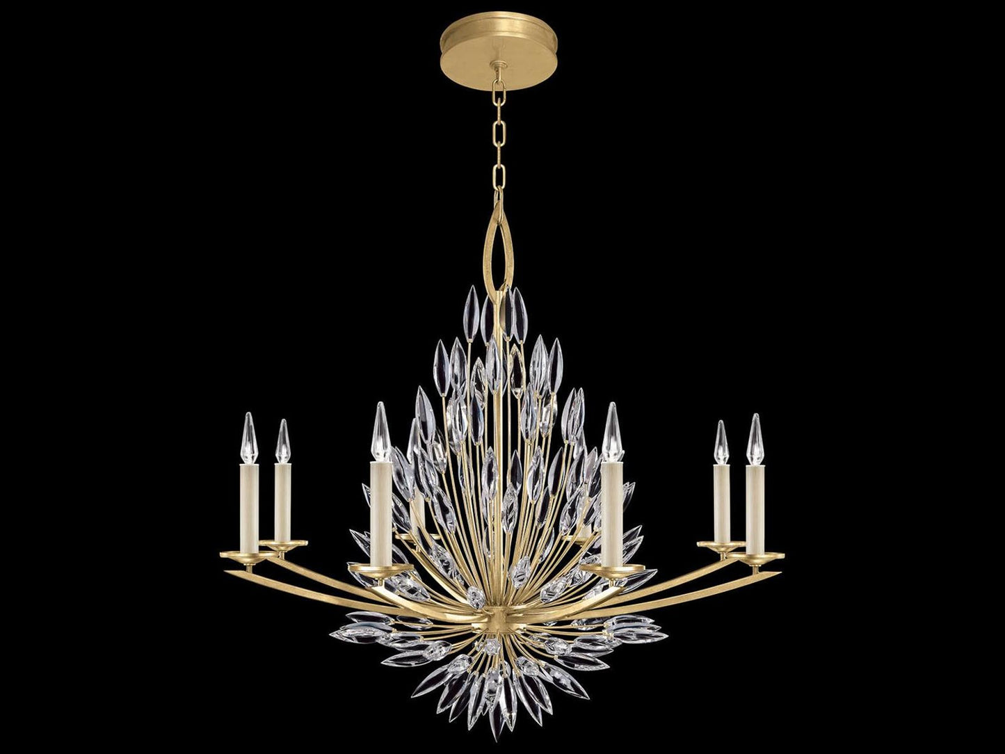 Fine Art Handcrafted Lighting 8-Light Lily Buds Chandelier in Gold Leaf and Crystal
