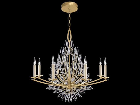 Fine Art Handcrafted Lighting 8-Light Lily Buds Chandelier in Gold Leaf and Crystal