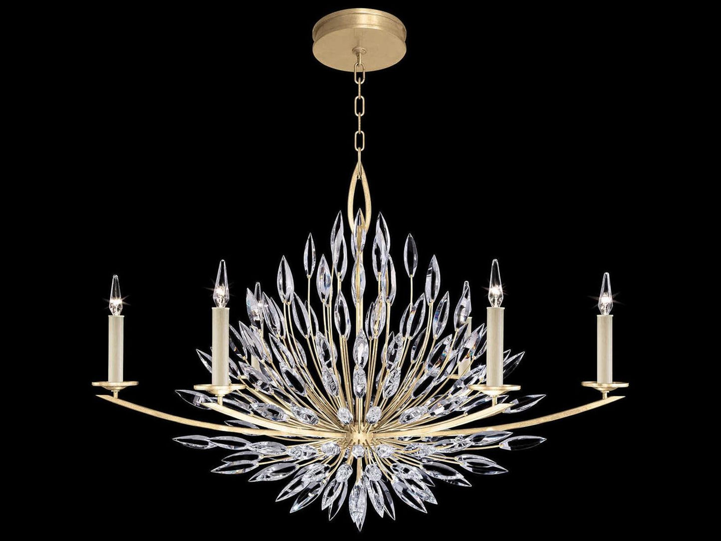 Fine Art Handcrafted Lighting 6-Light Lily Buds Oblong Chandelier in Gold Leaf Finish