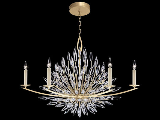 Fine Art Handcrafted Lighting 6-Light Lily Buds Oblong Chandelier in Gold Leaf Finish