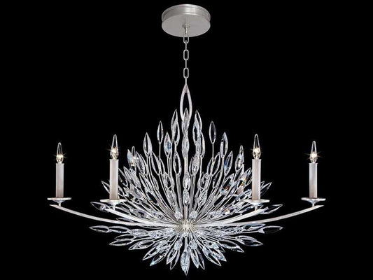 Fine Art Handcrafted Lighting 6-Light Lily Buds Oblong Chandelier in Gold and Silver