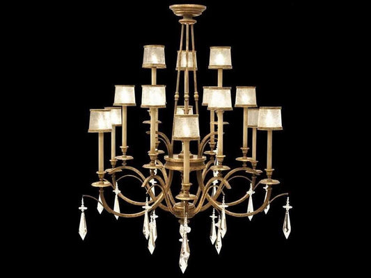 Fine Art Handcrafted Lighting Monte Carlo 15-Light Gold Crystal Candelabra Empire Chandelier