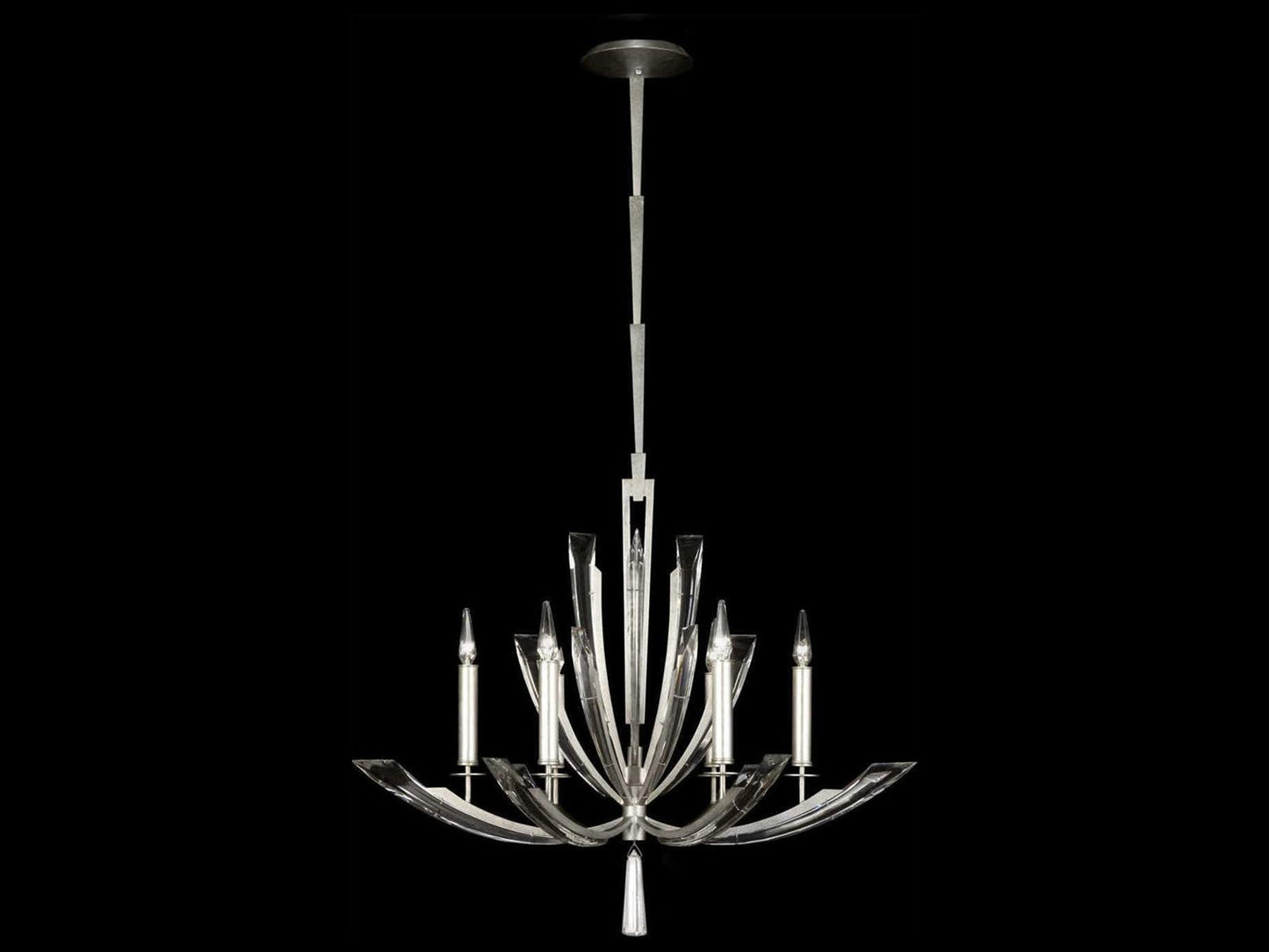 Fine Art Handcrafted Lighting Vol de Cristal 6-Light Round Chandelier in Platinized Silver Leaf