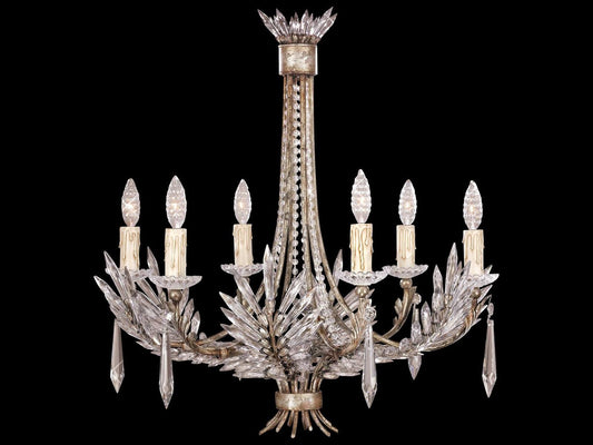 Fine Art Handcrafted Lighting 6-Light Winter Palace Chandelier in Silver with Icicle Crystals