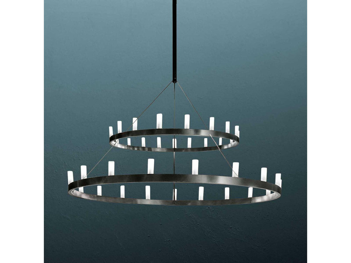 Fontana Arte Accent Chandelier with Black Finish and Glass Diffusers