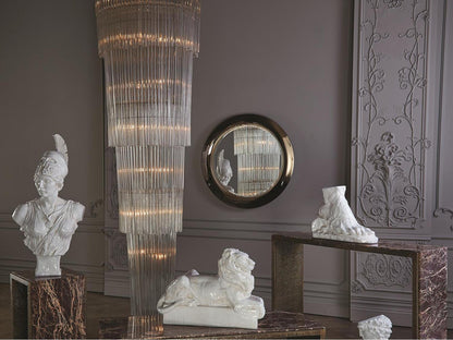 Global Views Rain 16-Light Brass Gold Clear Glass Cylinder Tiered Chandelier