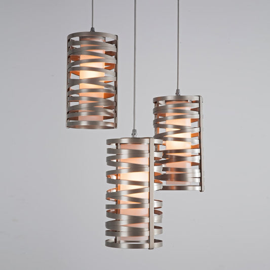 Hammerton Studio Tempest 3 Light 18" Wide Full Sized Multi Light Pendant - Medium (E26) with Frosted Glass Inner and Finished to Match Metal Outer Shades