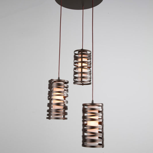 Hammerton Studio Tempest 3 Light 18" Wide Full Sized Multi Light Pendant - Medium (E26) with Frosted Glass Inner and Finished to Match Metal Outer Shades