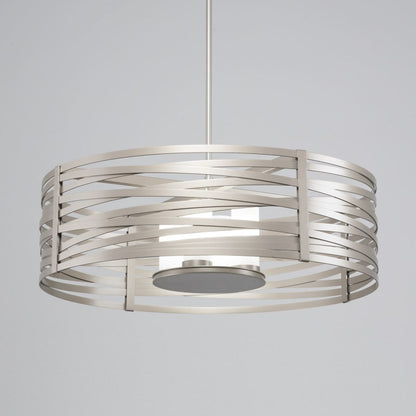 Hammerton Studio Tempest 4 Light 36" Wide Drum Chandelier - Medium (E26) with Frosted Glass Inner Shades and Finished to Match Outer Metal Shade