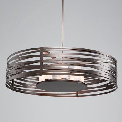 Hammerton Studio Tempest 8 Light 48" Wide LED Drum Chandelier - with Frosted Glass Inner Shades and Finished to Match Outer Metal Shade