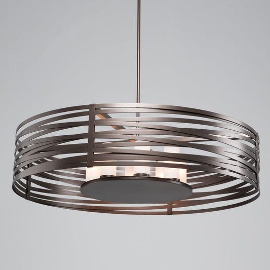 Hammerton Studio Tempest 8 Light 48" Wide LED Drum Chandelier - with Frosted Glass Inner Shades and Finished to Match Outer Metal Shade