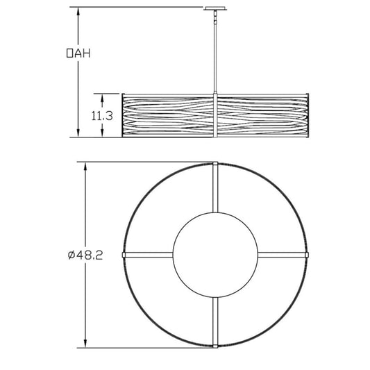 Hammerton Studio Tempest 8 Light 48" Wide Drum Chandelier - Medium (E26) with Finished to Match Metal Shade