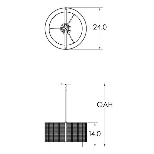 Hammerton Studio Downtown Mesh 4 Light 24" Wide Drum Chandelier - Medium (E26) with White Linen Inner and Finished to Match Metal Outer Shade