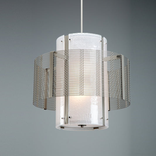 Hammerton Studio Downtown Mesh 4 Light 24" Wide Chandelier - Medium (E26) with Frosted Granite Glass Shade