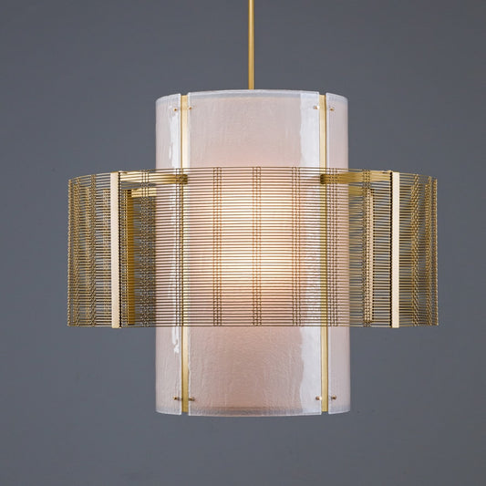 Hammerton Studio Downtown Mesh 8 Light 38" Wide Chandelier - Medium (E26) with Frosted Granite Glass Shade