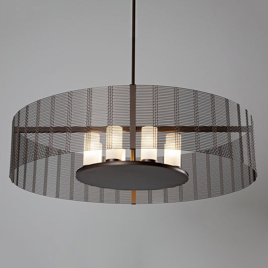 Hammerton Studio Downtown Mesh 8 Light 48" Wide LED Drum Chandelier - with Frosted Glass Inner Shades and Finished to Match Outer Metal Shade