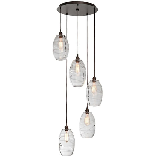 Hammerton Studio Ellisse 18" Wide Artisan Crafted 5 Light Optic Glass Pendant