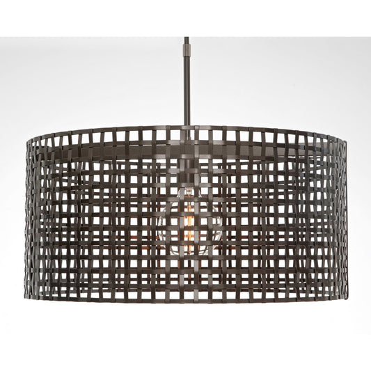 Hammerton Studio Tweed Single Light 25" Wide Drum Chandelier - Medium (E26) with Finished to Match Metal Shade