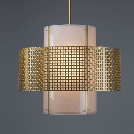 Hammerton Studio Tweed 8 Light 38" Wide Chandelier - Medium (E26) with Frosted Granite Glass Shade