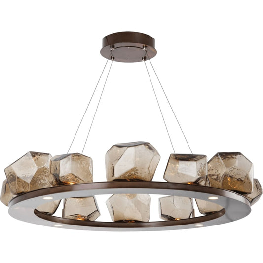 Hammerton Studio Gem 37" Wide 16 Light Hand Blown Glass LED Ring Chandelier