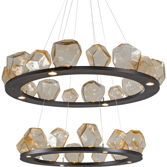 Hammerton Studio Gem 48" Wide 36 Light Hand Blown Glass LED 2 Tier Ring Chandelier