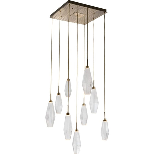 Hammerton Studio Aalto 27" Wide Artisan Crafted Geometric Optic Glass 9 Light Pendant