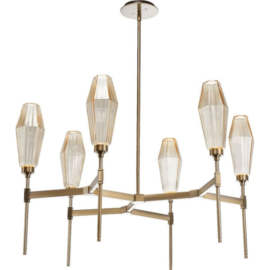 Hammerton Studio Aalto 37" Wide Artisan Crafted Geometric Optic Glass 6 Light Chandelier