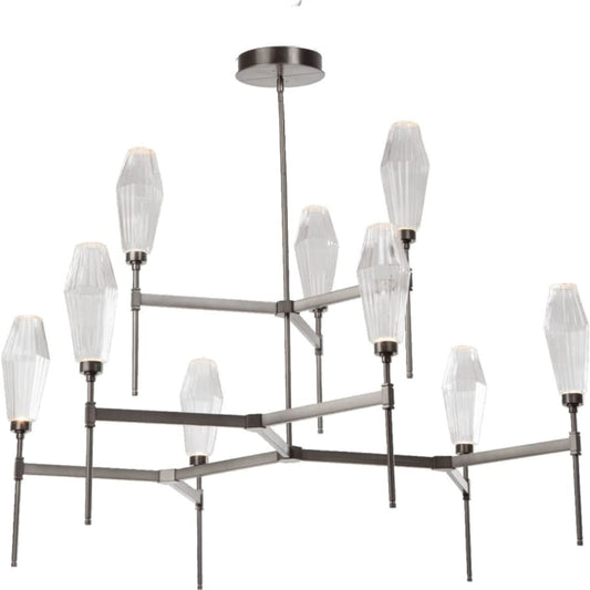 Hammerton Studio Aalto 54" Wide Artisan Crafted Geometric Optic Glass 9 Light Two Tier Chandelier