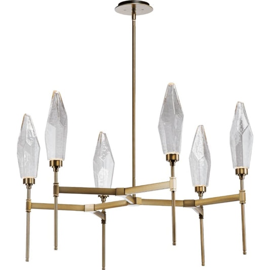 Hammerton Studio Rock Crystal 37" Wide 6 Light Hand Blown Glass LED Chandelier