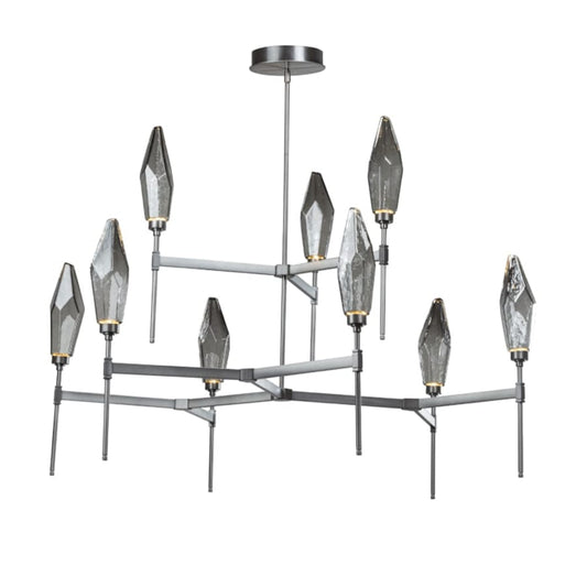 Hammerton Studio Rock Crystal 54" Wide 9 Light Hand Blown Glass LED 2 Tier Chandelier