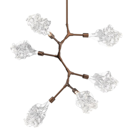 Hammerton Studio Blossom 32" Wide 6 Light LED Abstract Chandelier with Clear Blossom Blown Glass Shades