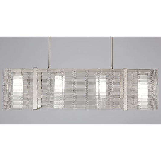 Hammerton Studio Downtown Mesh 4 Light 45" Wide Chandelier - Medium (E26) with Frosted Glass Inner Shades and Finished to Match Outer Metal Shade