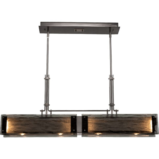 Hammerton Studio Urban Loft 44" Wide Artisan Crafted Linear Chandelier with Hand Textured Glass