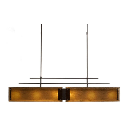 Hammerton Studio Urban Loft Parallel 44" Wide Artisan Crafted Linear Chandelier with Hand Textured Glass
