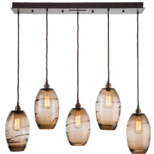 Hammerton Studio Ellisse 38" Wide Artisan Crafted 5 Light Optic Glass Linear Pendant