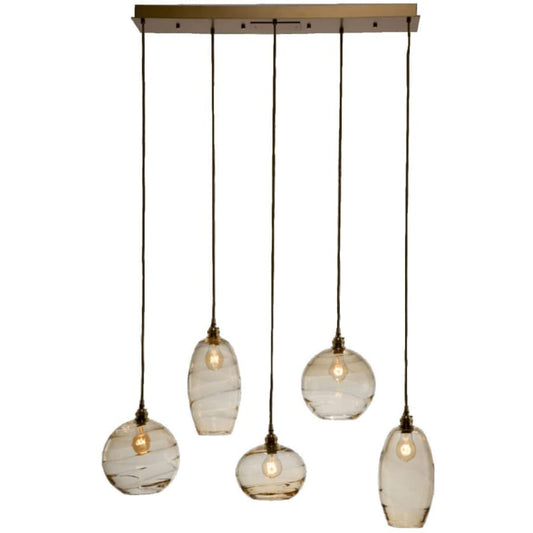 Hammerton Studio Misto 40" Wide Artisan Crafted Optic Glass 5 Light Linear Pendant