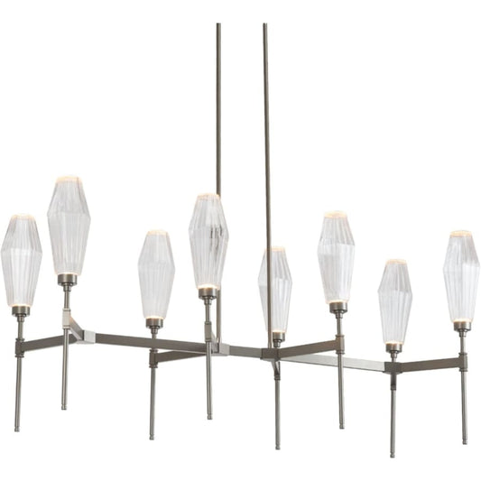 Hammerton Studio Aalto 48" Wide Artisan Crafted Geometric Optic Glass 8 Light Linear Chandelier