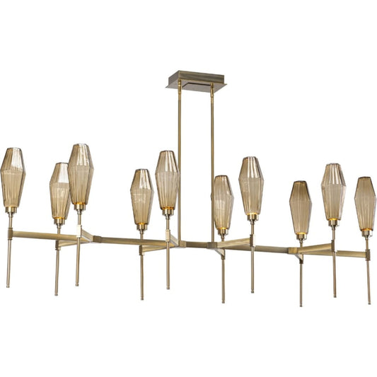 Hammerton Studio Aalto 67" Wide Artisan Crafted Geometric Optic Glass 10 Light Linear Chandelier