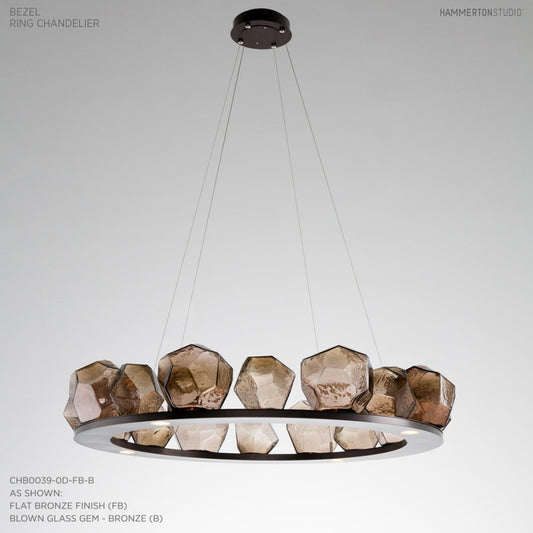 Hammerton Studio Gem 48" Wide 20 Light Hand Blown Glass LED Ring Chandelier