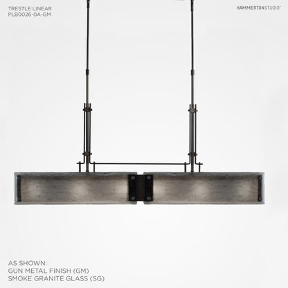 Hammerton Studio Urban Loft 44" Wide Artisan Crafted Linear Chandelier with Hand Textured Glass