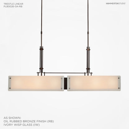 Hammerton Studio Urban Loft 44" Wide Artisan Crafted Linear Chandelier with Hand Textured Glass