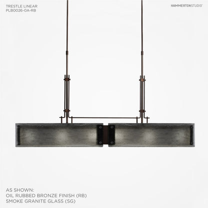 Hammerton Studio Urban Loft 44" Wide Artisan Crafted Linear Chandelier with Hand Textured Glass