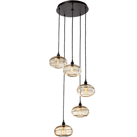 Hammerton Studio Coppa 22" Wide Artisan Crafted Optic Glass 5 Light Pendant