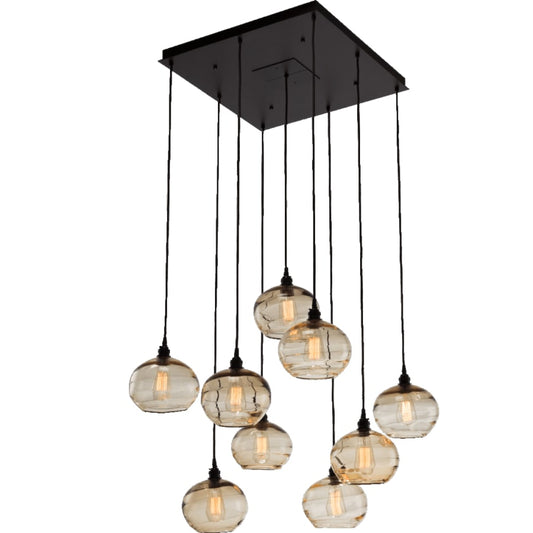 Hammerton Studio Coppa 29" Wide Artisan Crafted Optic Glass 9 Light Pendant