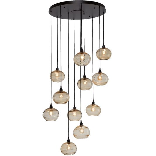Hammerton Studio Coppa 35" Wide Artisan Crafted Optic Glass 11 Light Pendant