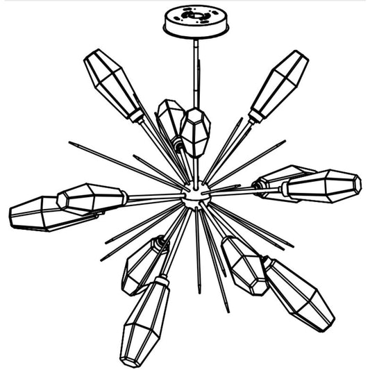 Hammerton Studio Aalto 45" Wide Artisan Crafted Geometric Optic Glass 12 Light Starburst Chandelier