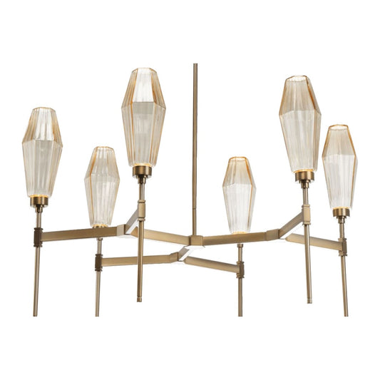 Hammerton Studio Aalto 37" Wide Artisan Crafted Geometric Optic Glass 6 Light Chandelier