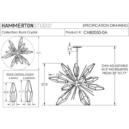 Hammerton Studio Rock Crystal 38" Wide 12 Light Hand Blown Glass LED Starburst Chandelier