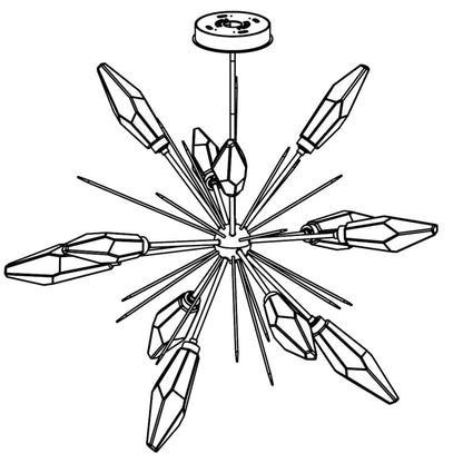 Hammerton Studio Rock Crystal 49" Wide 12 Light Hand Blown Glass LED Starburst Chandelier