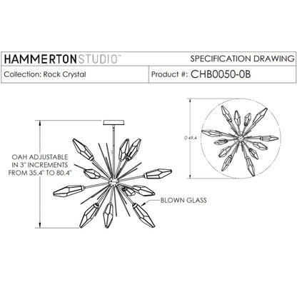 Hammerton Studio Rock Crystal 49" Wide 12 Light Hand Blown Glass LED Starburst Chandelier